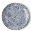 Aizome Mums Blue and White Ceramic 10 inch plates.  Made in Japan.