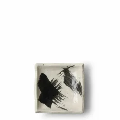 Black & White Brush Sauce Dish