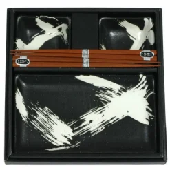 Black Brush Stroke Sushi Set at Miya