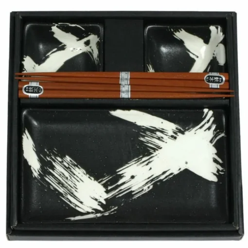 Black Brush Stroke Sushi Set at Miya