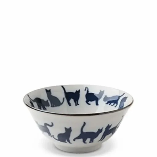 Blue & White Cat Bowl made in Japan available at Miya.