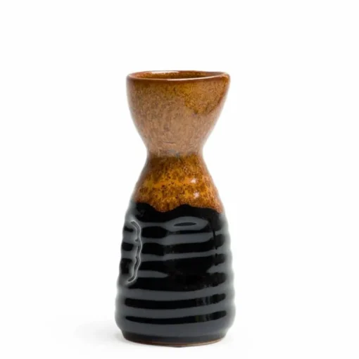 Ceramic Golden Tenmoku Black Sake Bottle Made in Japan.