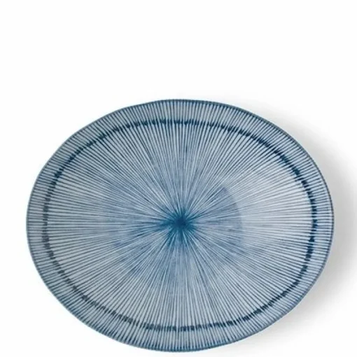 Hoso Tokusa Blue and White 7.75" x 6.25" Oval Bowl at Miya