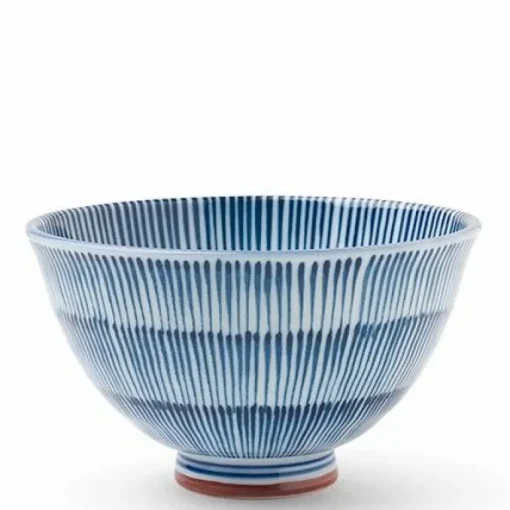 Hoso Tokusa Blue and White 4.75" Rice Bowl at Miya