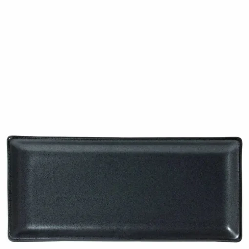 Iron Glaze Black Matte 11" x 5" Rectangle Plate at Miya