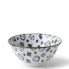 Maneki Neko Fortune Cat Pattern Blue and White Bowl Made in Japan Available at Miya.