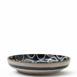 Rustic White Circles 7.75" Shallow Bowl