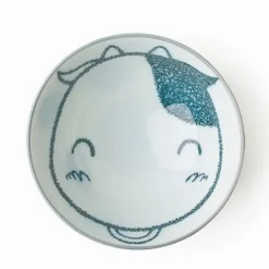 Super cute cow design ceramic rice bowl made in Japan and available at Miya.
