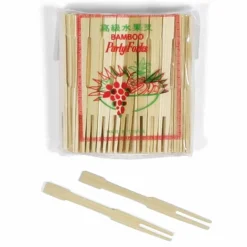 The best bamboo fruit forks for parties, weddings, sampling, available at Miya