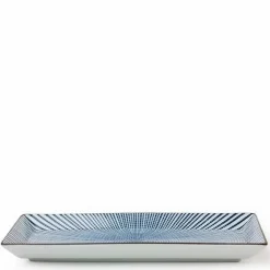 Visit Miya for our Blue Sendan Tokusa Collection. Blue lines radiate from the center of the piece that grow to reach the rims. Shop now!